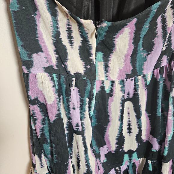 NWOT Chelsea 28 Halter Mini dress in Green Purple Blurry Ikat - Picture 8 of 13